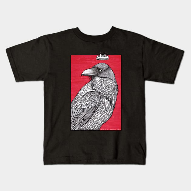 Ink Raven King Kids T-Shirt by Snowflake